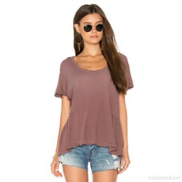 CURRENT ELLIOTT Girlie Tee DESTROYED Peplum TOP - Picture 1 of 3